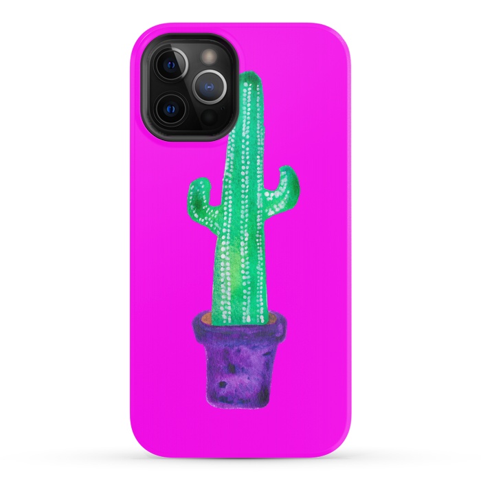 iPhone 12 Pro StrongFit Purple Cacti by Amaya Brydon