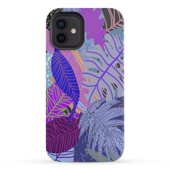 iPhone 12 mini StrongFit Ultraviolet Faded Nature Leaves by Notsniw