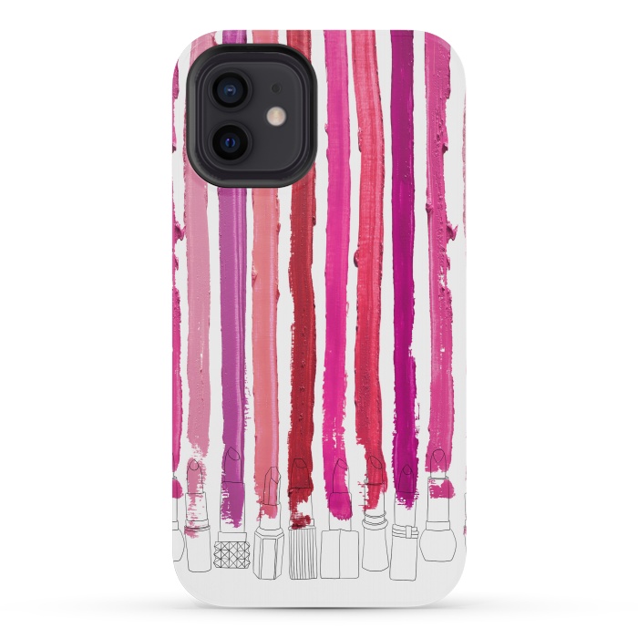 iPhone 12 mini StrongFit Lipstick Stripes by Notsniw