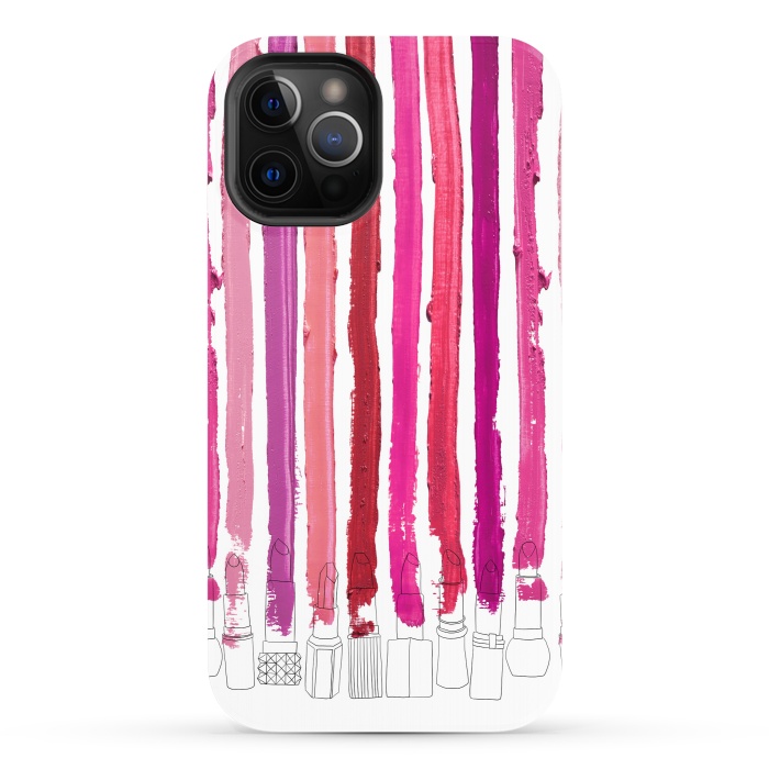 iPhone 12 Pro StrongFit Lipstick Stripes by Notsniw