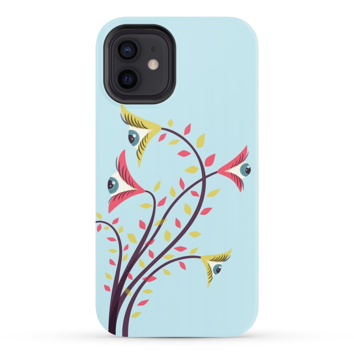 iPhone 12 StrongFit Weird Colorful Watching Eyes Flowers by Boriana Giormova