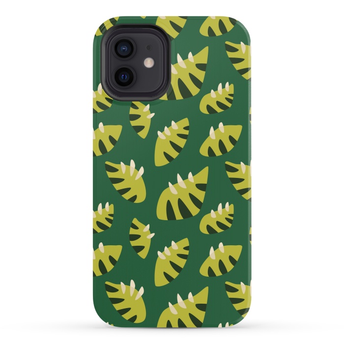 iPhone 12 StrongFit Clawed Abstract Green Leaf Pattern by Boriana Giormova