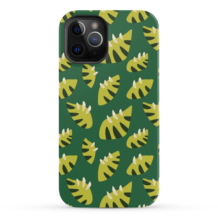 iPhone 12 Pro StrongFit Clawed Abstract Green Leaf Pattern by Boriana Giormova