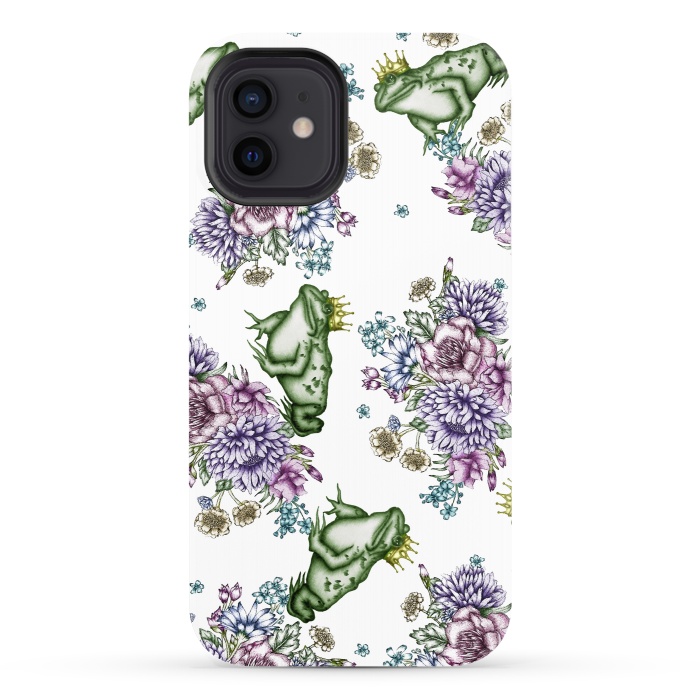 iPhone 12 StrongFit Frog Prince Floral Pattern by ECMazur 