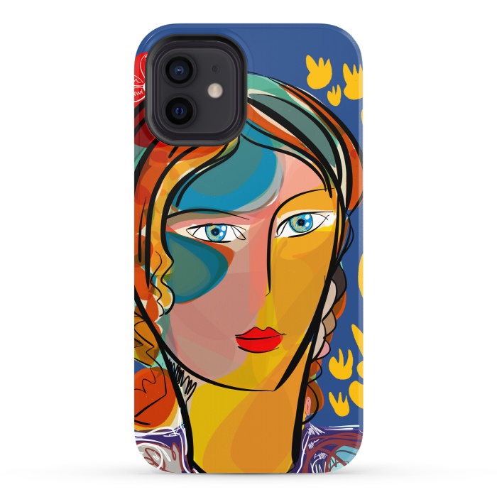 iPhone 12 StrongFit French Flower Pop Art Girl  by Emmanuel Signorino