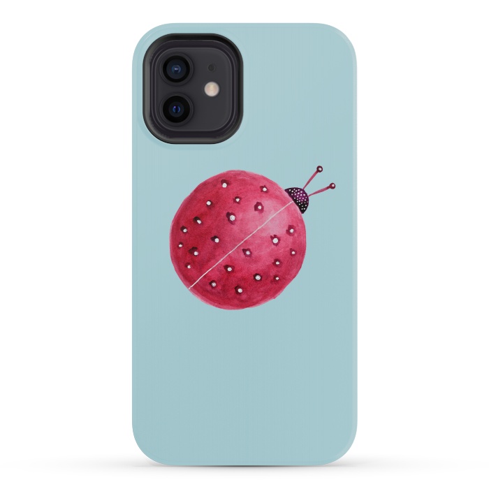 iPhone 12 mini StrongFit Pretty Spherical Abstract Watercolor Ladybug by Boriana Giormova