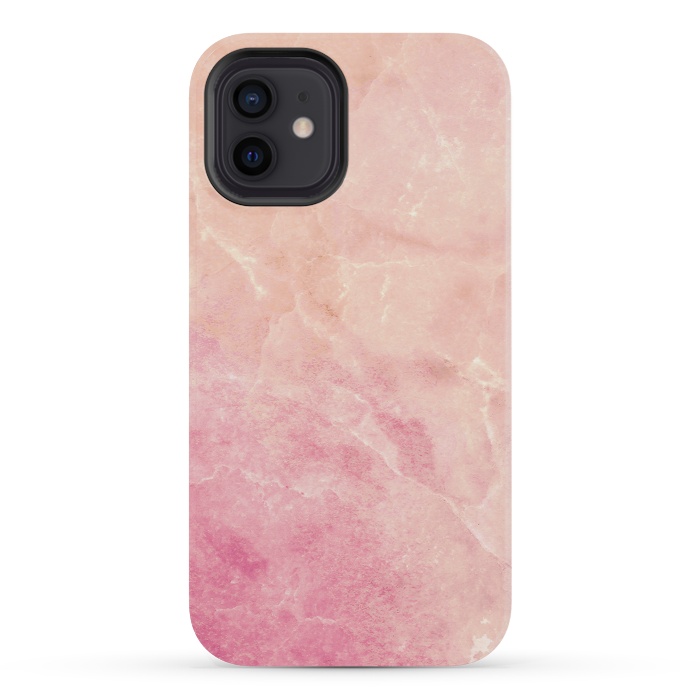 iPhone 12 mini StrongFit Peach pink marble by Oana 