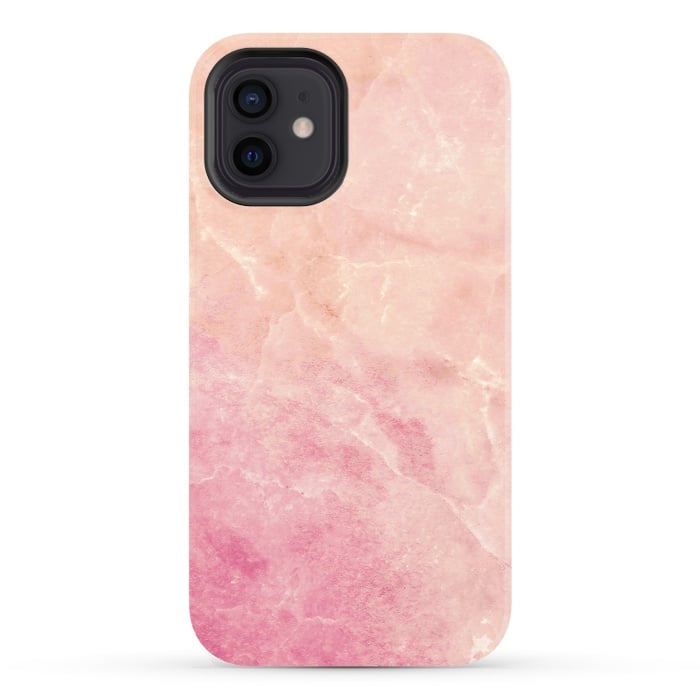 iPhone 12 StrongFit Peach pink marble by Oana 