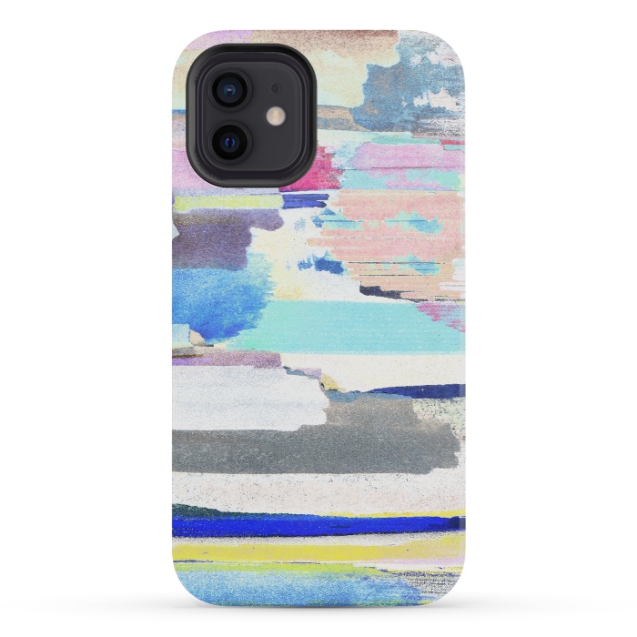 iPhone 12 mini StrongFit Colorful brushstrokes watercolor stripes  by Oana 