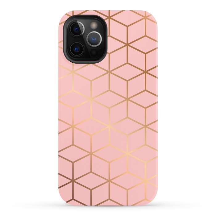 iPhone 12 Pro StrongFit Pink & Gold Geometry 011 by Jelena Obradovic
