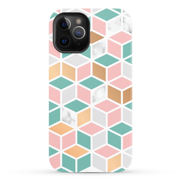 iPhone 12 Pro StrongFit Marble Cube Geometry 050 by Jelena Obradovic