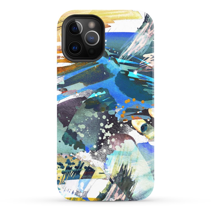 iPhone 12 Pro StrongFit Abstract watercolor splatter and brushstrokes by Oana 
