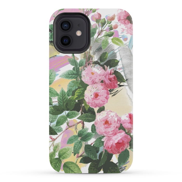 iPhone 12 mini StrongFit Pink painted roses by Oana 