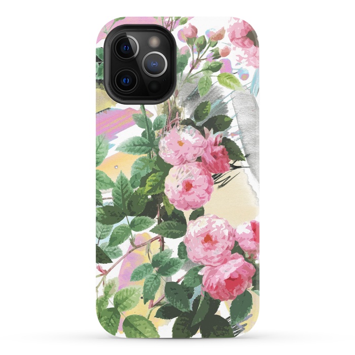 iPhone 12 Pro StrongFit Pink painted roses by Oana 