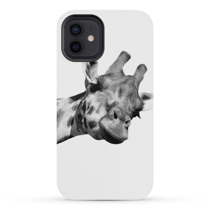 iPhone 12 mini StrongFit Black and White Giraffe by Alemi