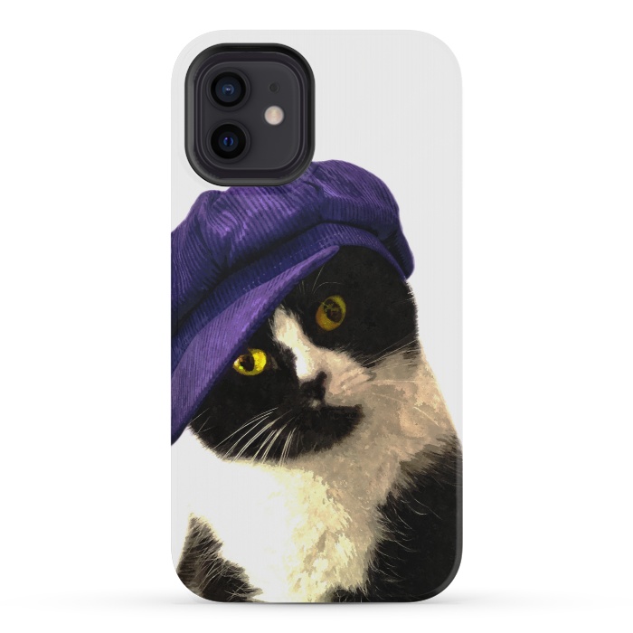 iPhone 12 mini StrongFit Cute Cat Blue Hat by Alemi