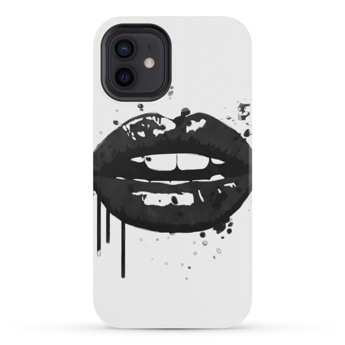 iPhone 12 mini StrongFit Black Lips Fashion Illustration by Alemi