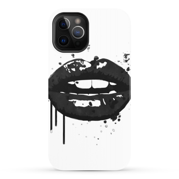 iPhone 12 Pro StrongFit Black Lips Fashion Illustration by Alemi