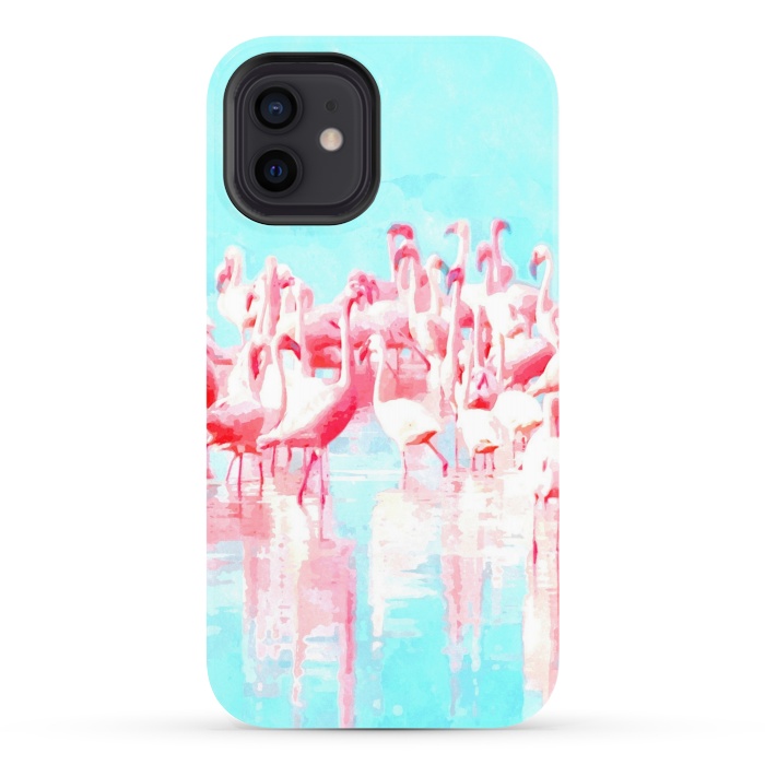 iPhone 12 StrongFit Flamingos Tropical Illustration by Alemi