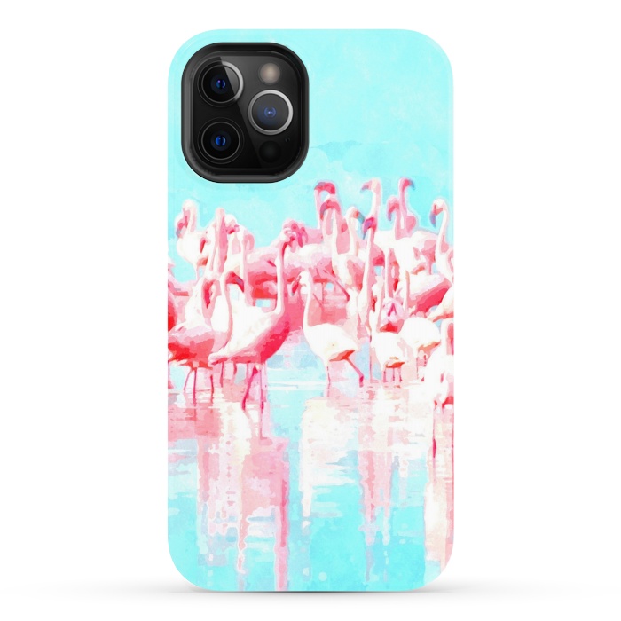 iPhone 12 Pro StrongFit Flamingos Tropical Illustration by Alemi