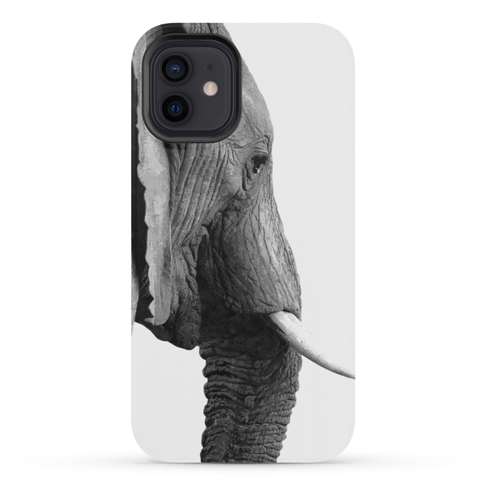 iPhone 12 mini StrongFit Black and White Elephant Profile by Alemi