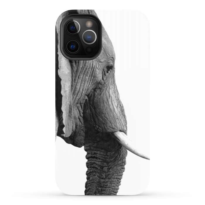 iPhone 12 Pro StrongFit Black and White Elephant Profile by Alemi