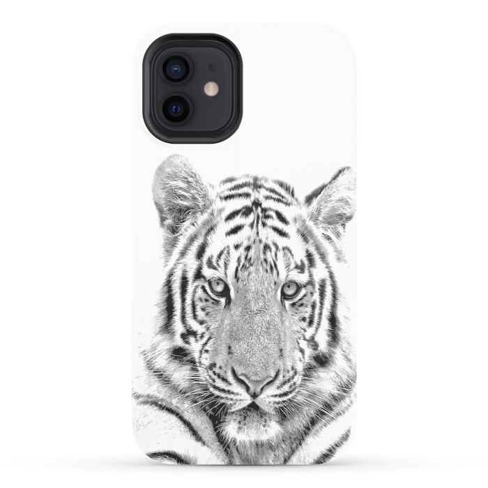 iPhone 12 StrongFit Black and White Tiger by Alemi