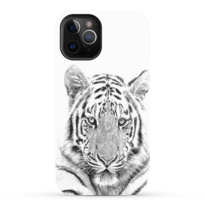 iPhone 12 Pro StrongFit Black and White Tiger by Alemi