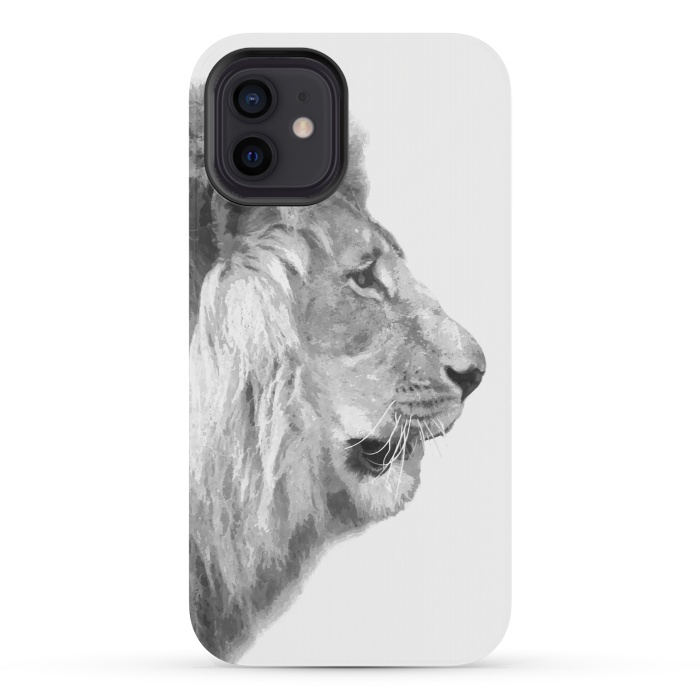 iPhone 12 mini StrongFit Black and White Lion Profile by Alemi