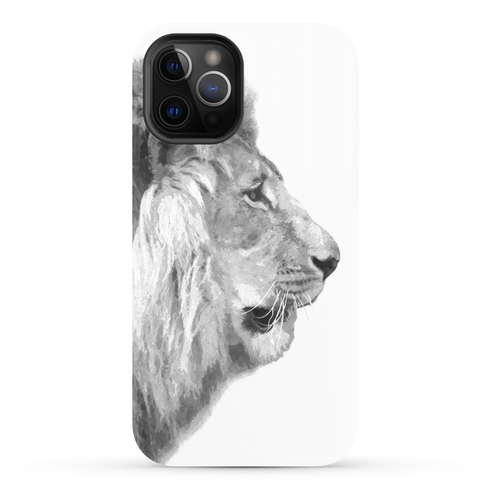 iPhone 12 Pro StrongFit Black and White Lion Profile by Alemi