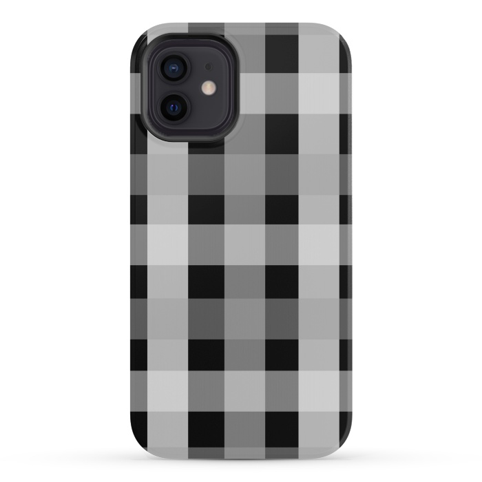 iPhone 12 mini StrongFit black and white checks by MALLIKA