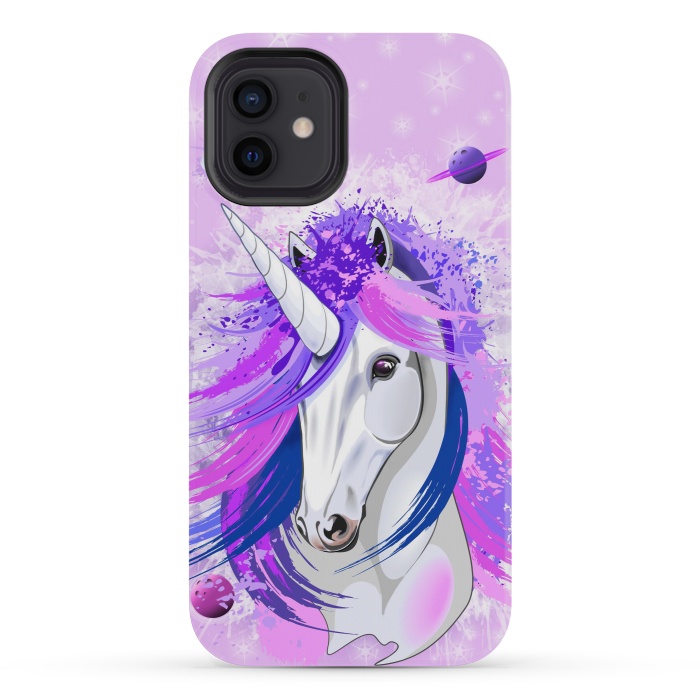 iPhone 12 mini StrongFit Unicorn Spirit Pink and Purple Mythical Creature by BluedarkArt