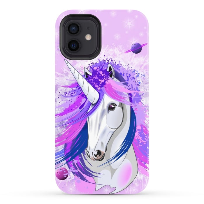 iPhone 12 StrongFit Unicorn Spirit Pink and Purple Mythical Creature by BluedarkArt