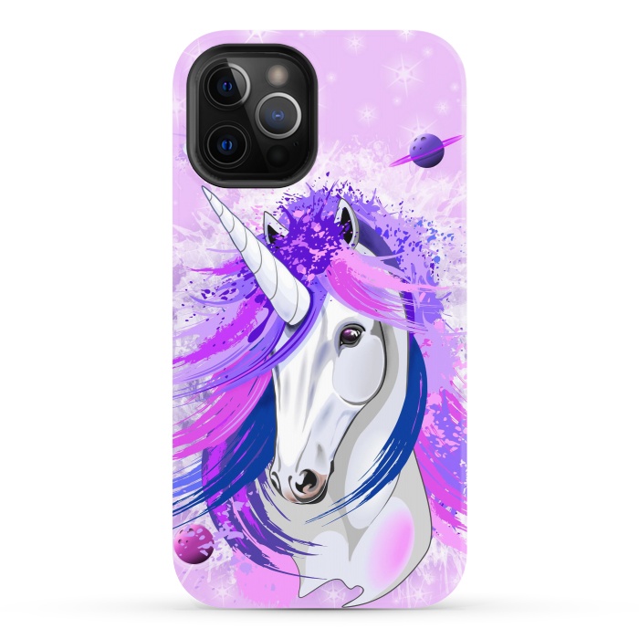 iPhone 12 Pro StrongFit Unicorn Spirit Pink and Purple Mythical Creature by BluedarkArt