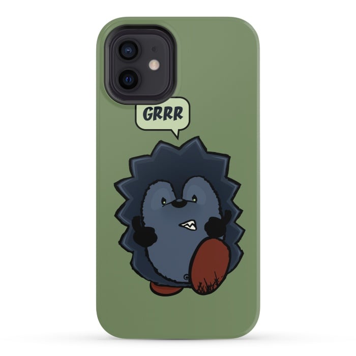 iPhone 12 mini StrongFit Angry Hedgehog by Mangulica