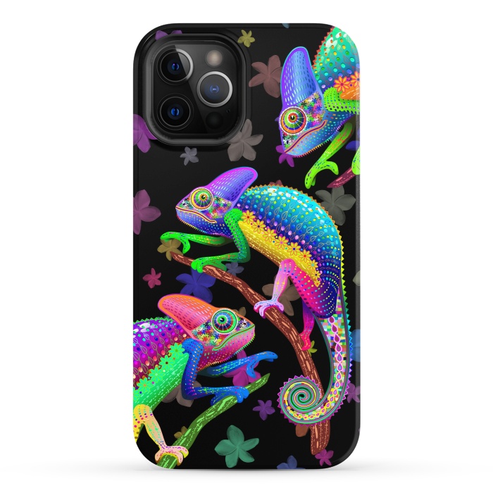 iPhone 12 Pro StrongFit Chameleon Fantasy Rainbow Colors by BluedarkArt