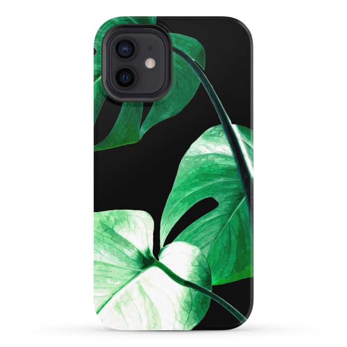 iPhone 12 StrongFit Green Monstera Leaves by Alemi
