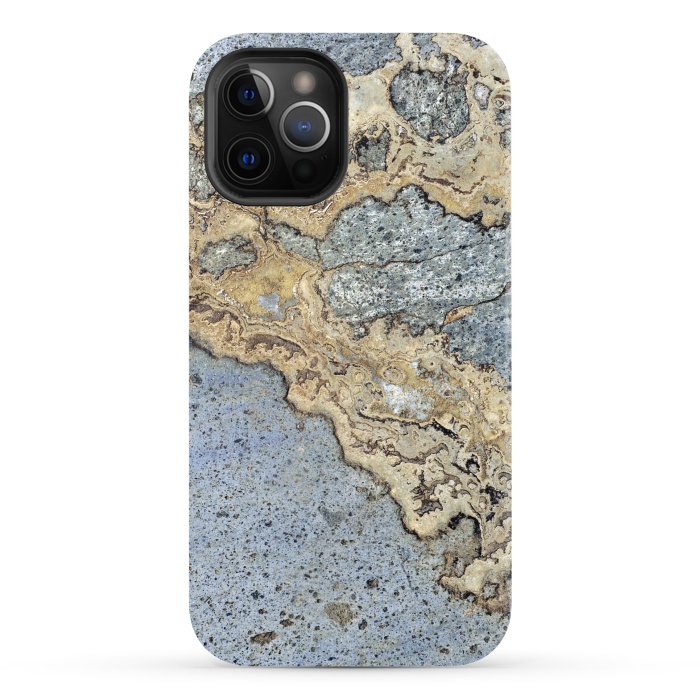 iPhone 12 Pro StrongFit Blue and Gold Marble by Alemi