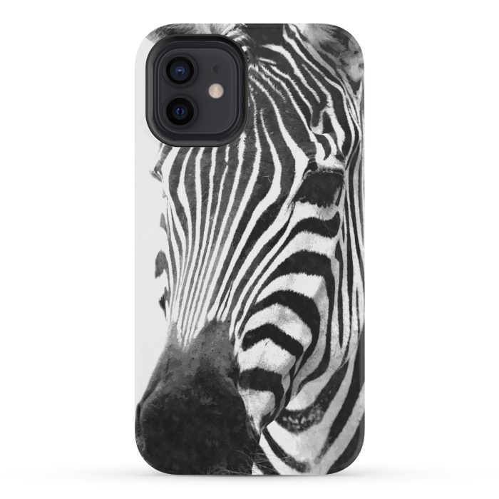 iPhone 12 mini StrongFit Black and White Zebra by Alemi