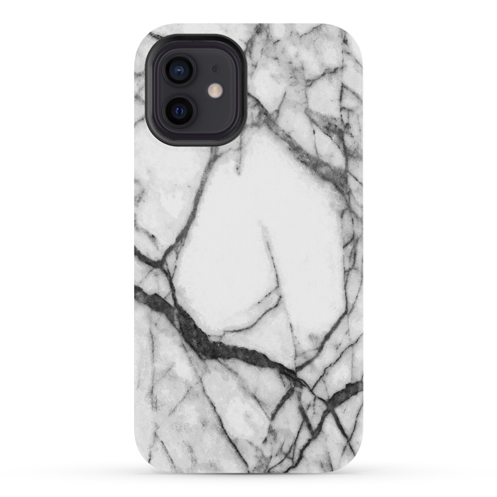 iPhone 12 mini StrongFit Black and White Marble by Alemi