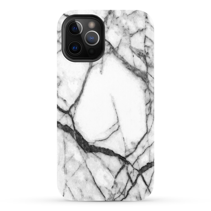 iPhone 12 Pro StrongFit Black and White Marble by Alemi