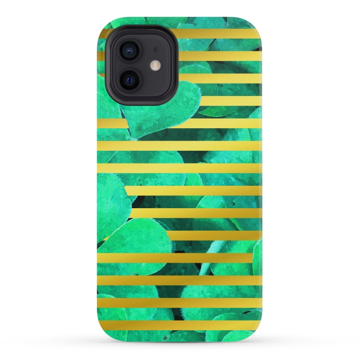 iPhone 12 mini StrongFit Clover and Gold Stripes Geometric Illustration by Alemi