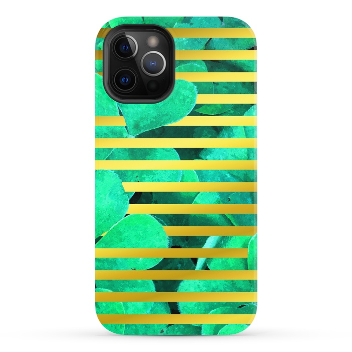 iPhone 12 Pro StrongFit Clover and Gold Stripes Geometric Illustration by Alemi