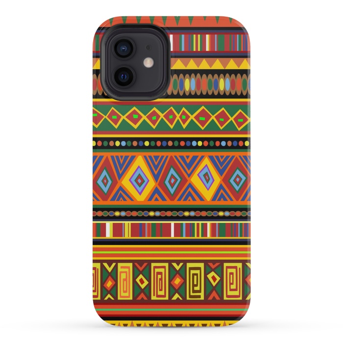 iPhone 12 mini StrongFit Ethnic Colorful Pattern Africa Art by BluedarkArt