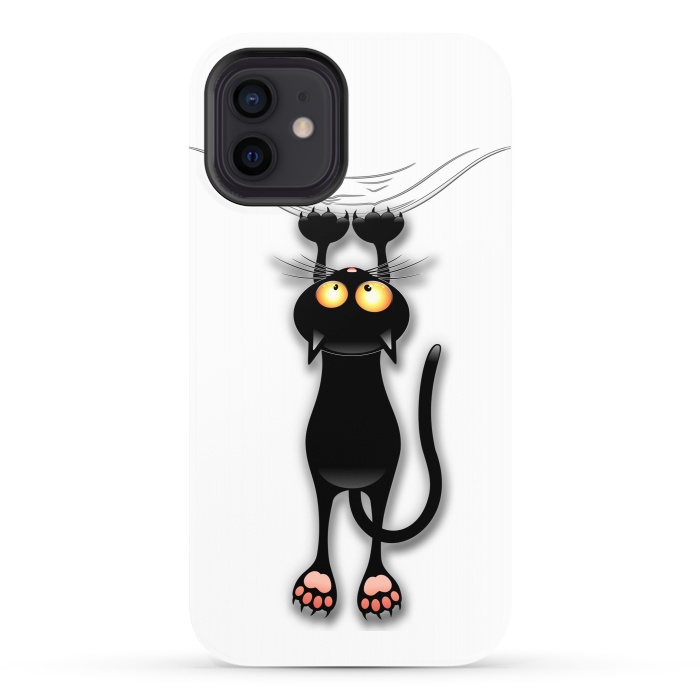 iPhone 12 StrongFit Fun and Naughty Cat Falling Down  by BluedarkArt