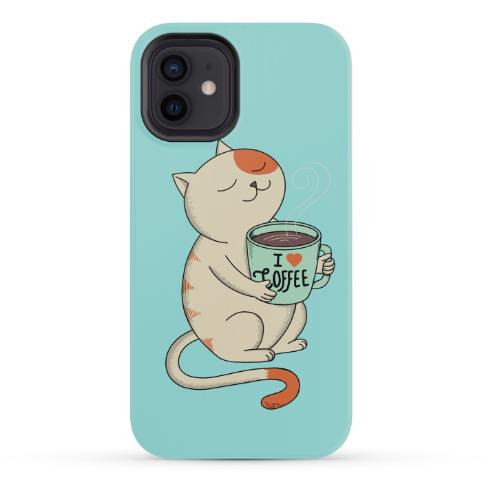 iPhone 12 mini StrongFit Cat and Coffee by Coffee Man