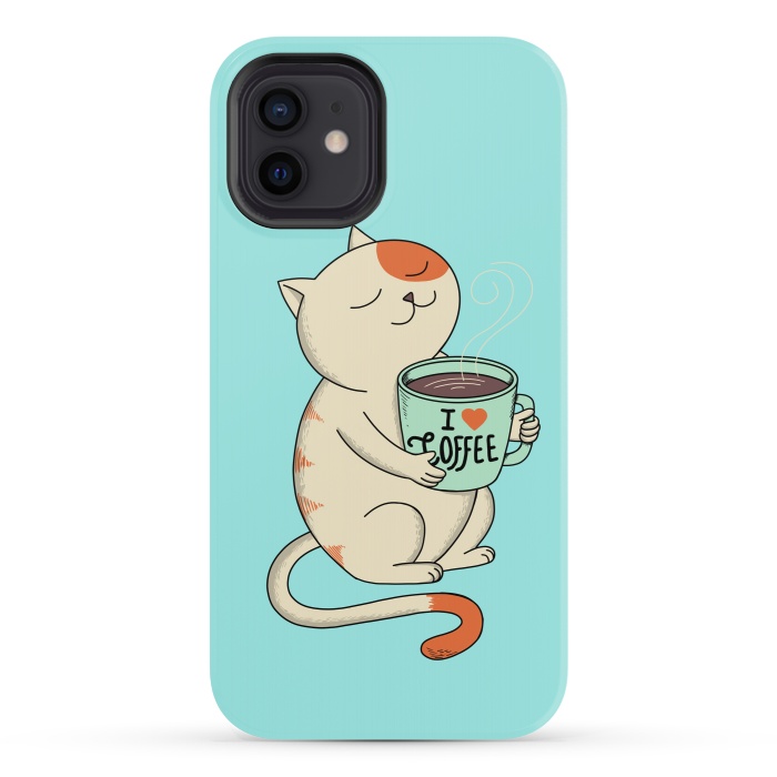 iPhone 12 StrongFit Cat and Coffee by Coffee Man