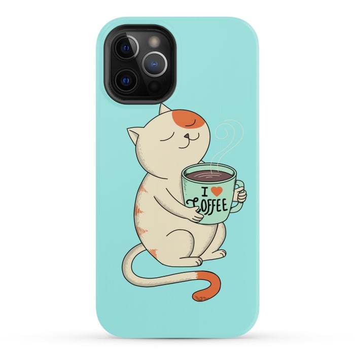 iPhone 12 Pro StrongFit Cat and Coffee by Coffee Man