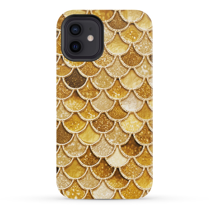 iPhone 12 mini StrongFit Faux Gold Glitter Mermaid Scales by  Utart