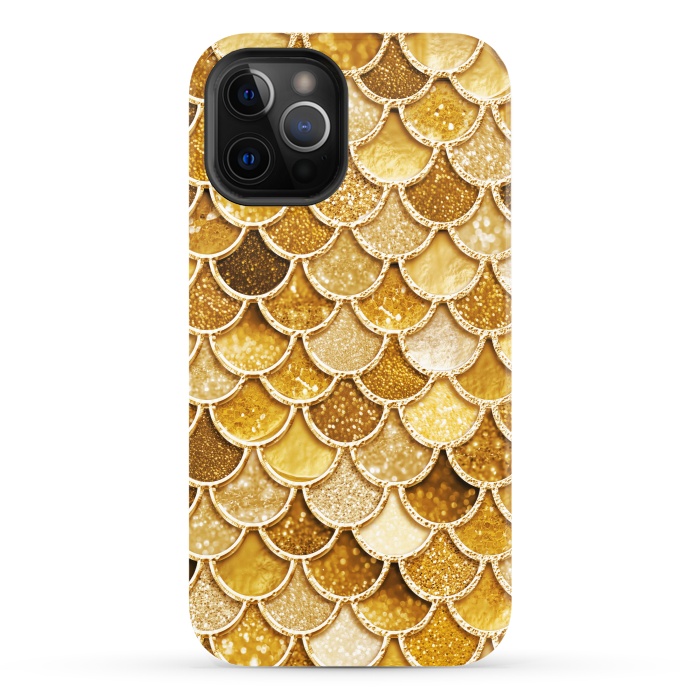 iPhone 12 Pro StrongFit Faux Gold Glitter Mermaid Scales by  Utart